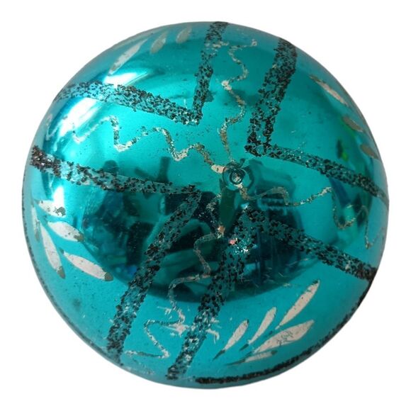 Mercury Glass Ball Ornament Blue West Germany LARGE Handblown 925 Silver Glitter - Picture 5 of 14